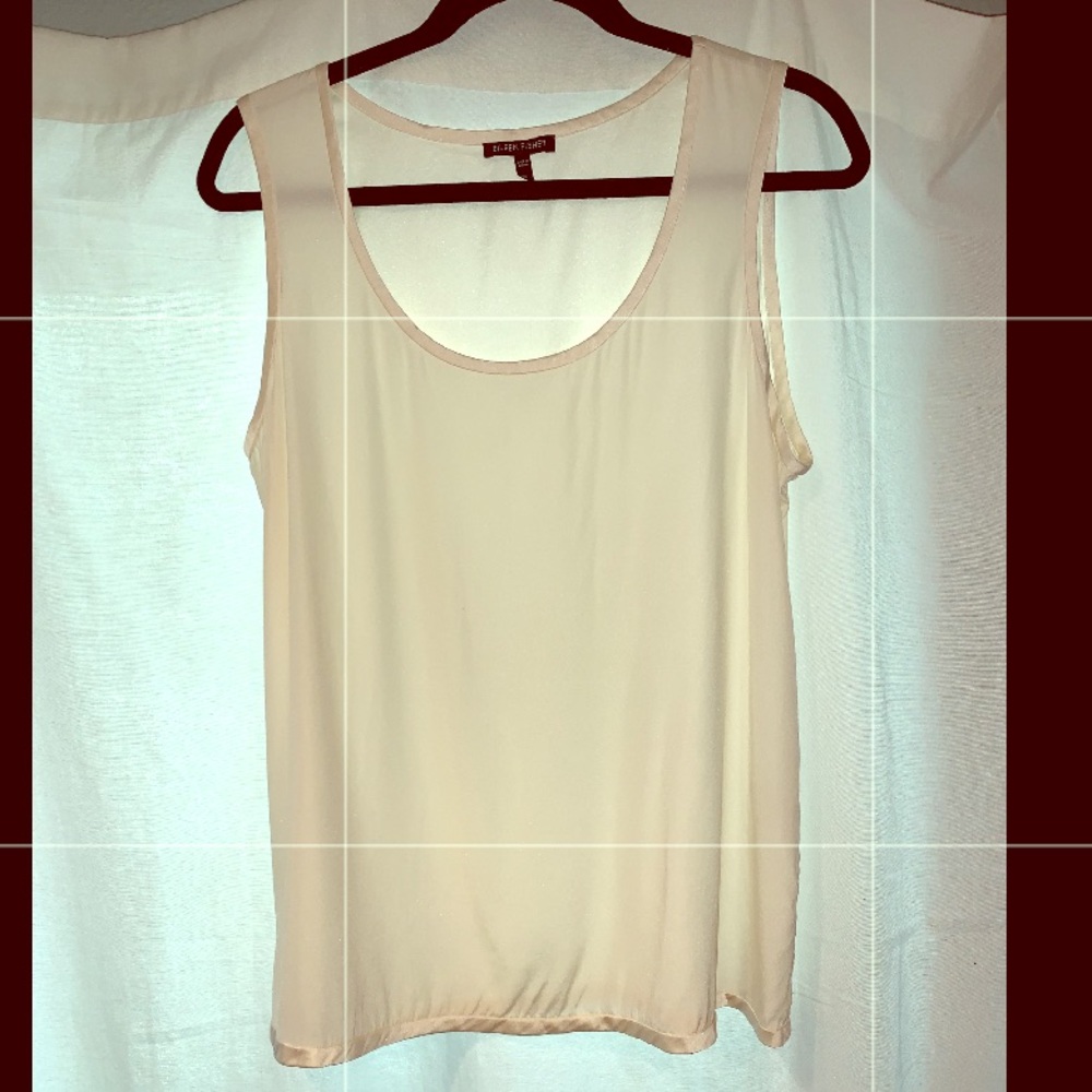 Eileen Fisher ivory silk tank top/blouse size L